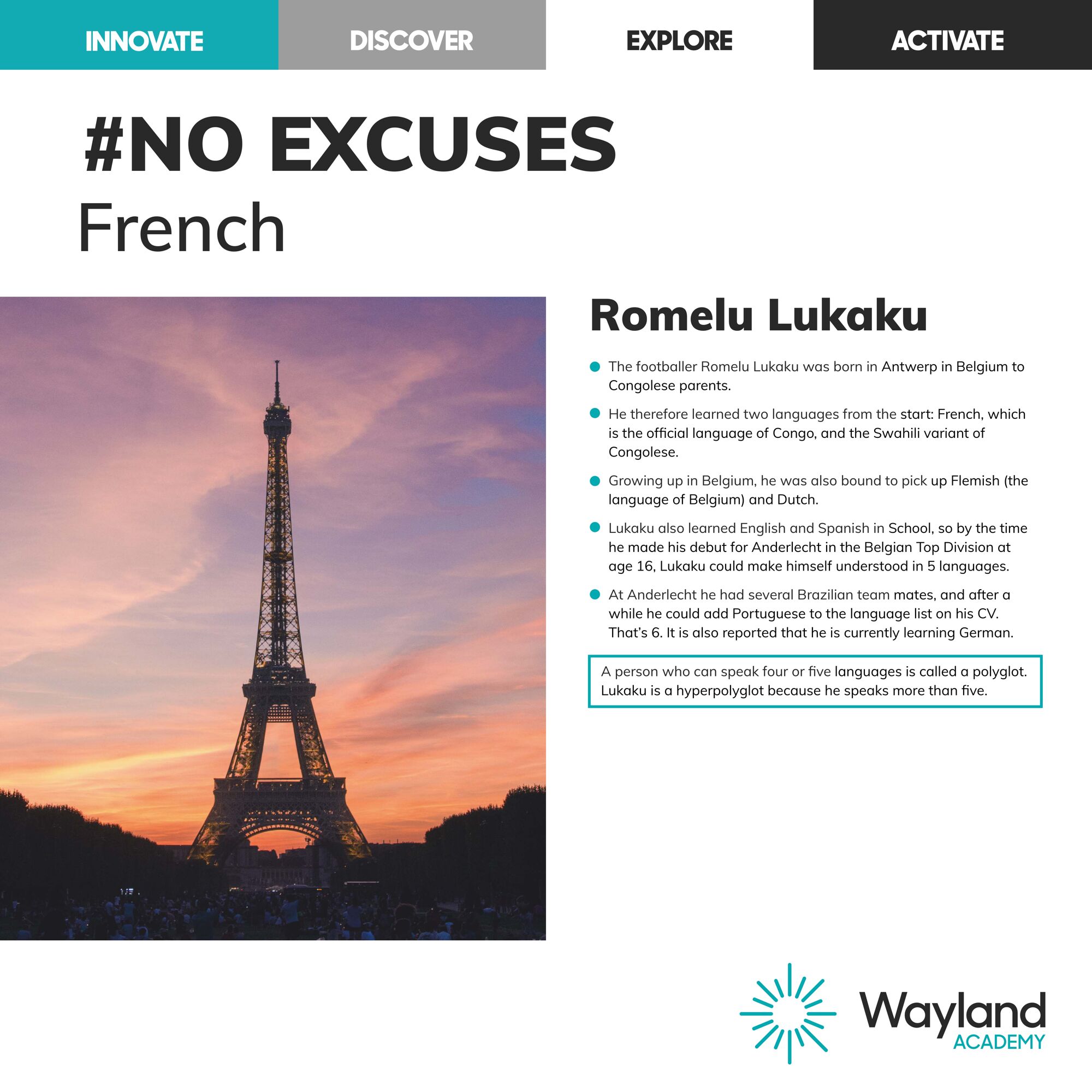 InspirationCurriculumCentre Wayland Academy Poster NoExcuseFrench [53815] page 0001